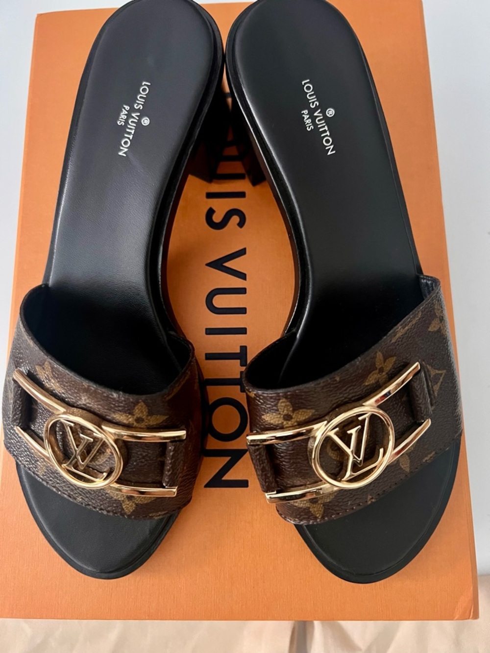 Louis Vuitton Brown Monogram Canvas Lock It Slide Sandals Size 38 - Picture 2 of 13